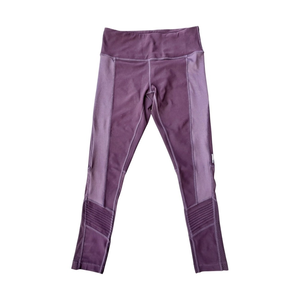 Mondetta Womens Small Purple Moto Ribbed Mesh Trim High Rise Leggings Active